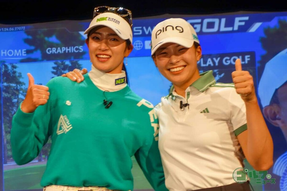 「TGX GOLF」主催のバーチャルゴルフイベントに参加した渋野日向子と原英莉花