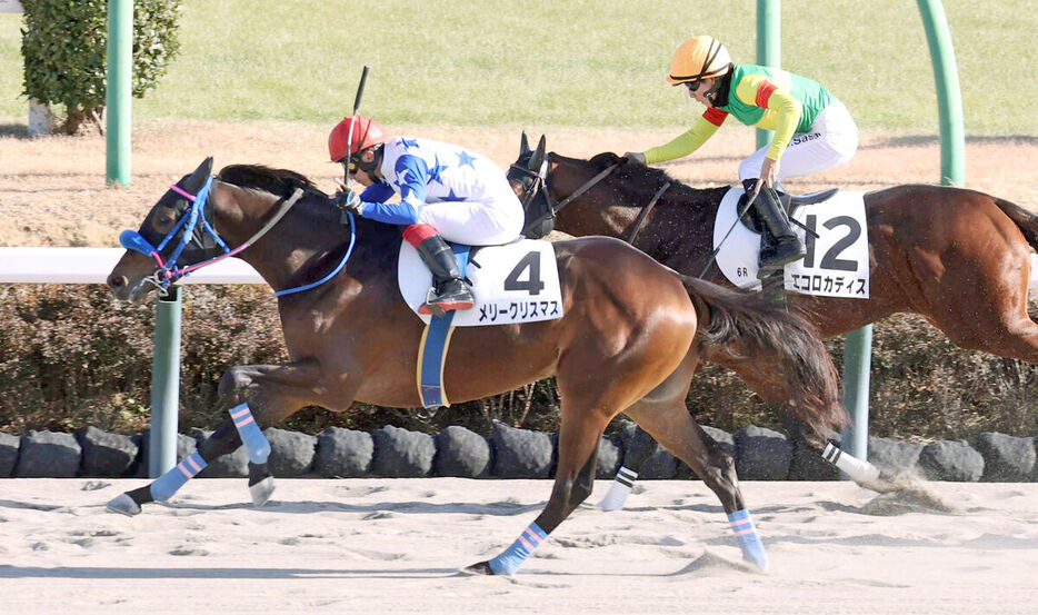 デビュー戦を飾ったメリークリスマス（左）（カメラ・池内　雅彦）