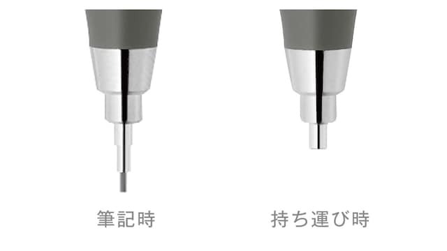 筆記時にパイプが長く伸びるため、筆記箇所の見通しがよくなり、のぞき込まずに書ける