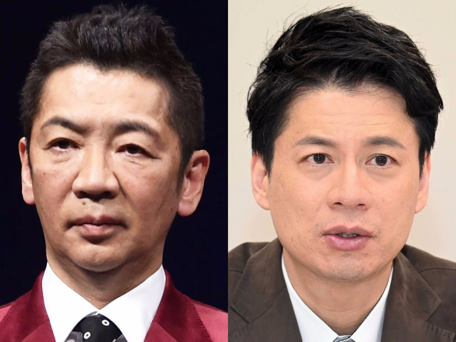 　宮根誠司（左）と石井亮次アナウンサー