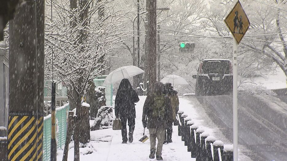 長野市街地の雪