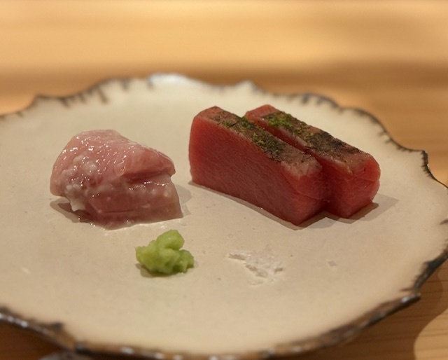 鰤の塩麹漬けと中トロの炙り