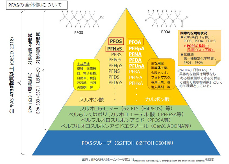 PFASの全体像を示す環境省資料の図（環境省提供）