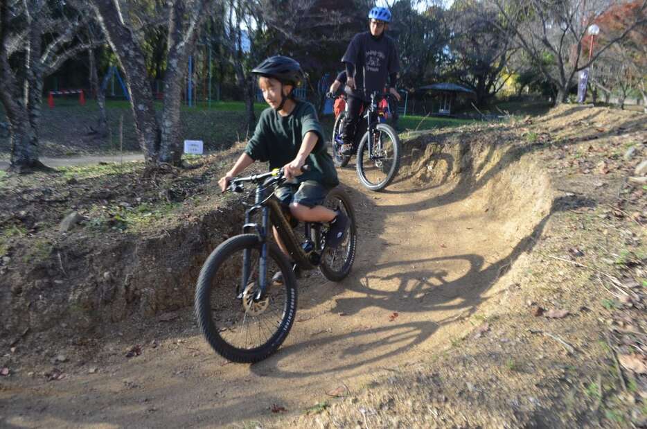 9本のMTBコースを新設した市川公園＝11月17日、山梨県市川三郷町（平尾孝撮影）