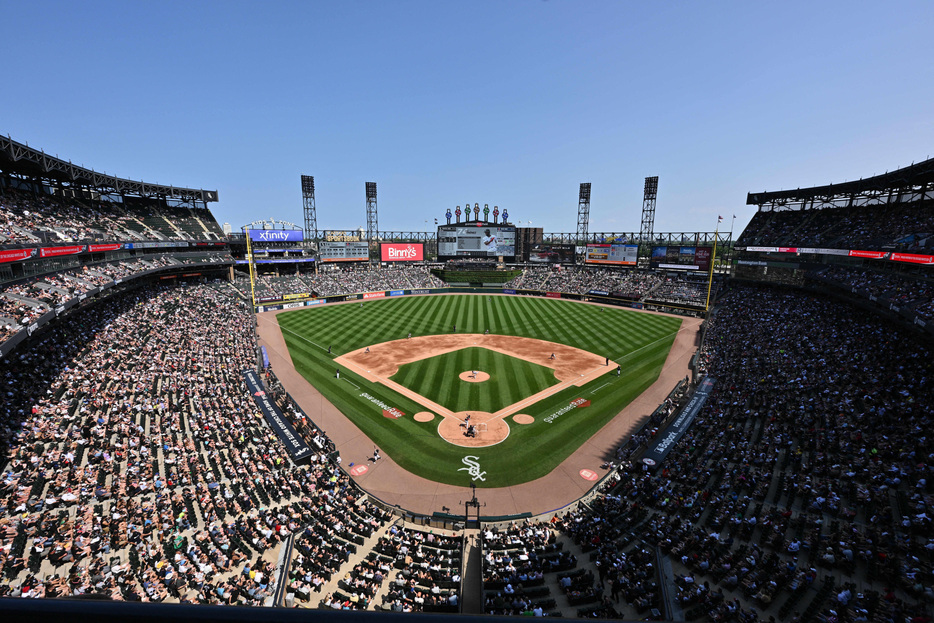 ＭＬＢホワイトソックスは１８日、本拠地のスタジアム名を「レート・フィールド」に変更したことを正式に発表した。米イリノイ州シカゴで２０２３年６月撮影（２０２４年　ロイター/USA TODAY Sports）