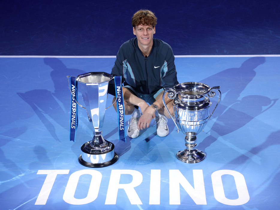 「Nitto ATPファイナルズ」（イタリア・トリノ）で大会初優勝を飾った世界ランク1位のヤニク・シナー（イタリア）（Getty Images）