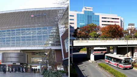 東急電鉄のたまプラーザ駅（左）と小田急電鉄の新百合ヶ丘駅（筆者撮影）