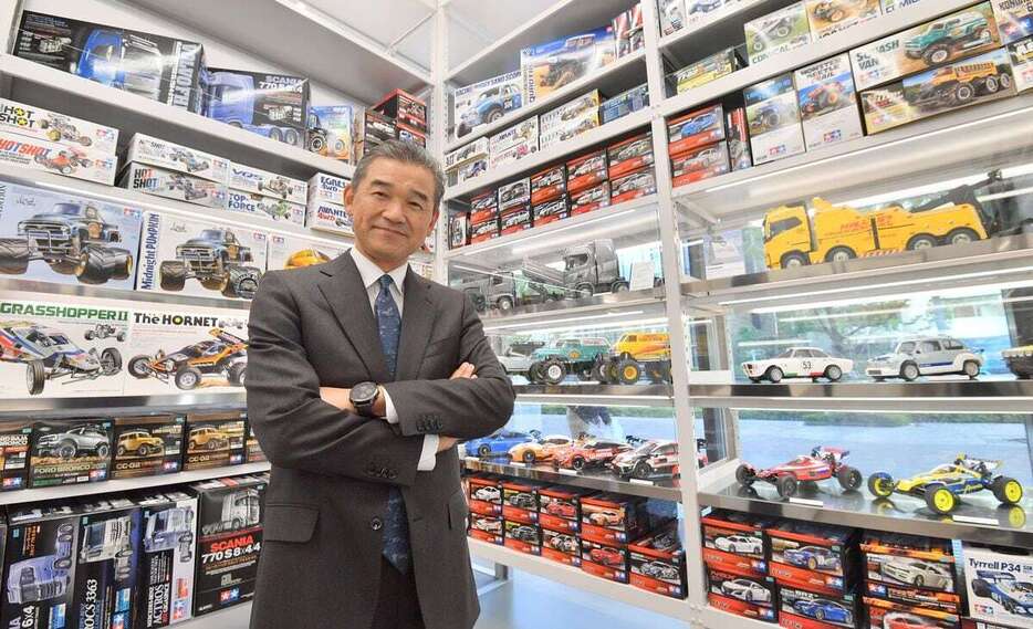 タミヤの東京の拠点として今年リニューアルオープンした「TAMIYA　PLAMODEL　FACTORY　TOKYO」で＝東京都港区（三尾郁恵撮影）