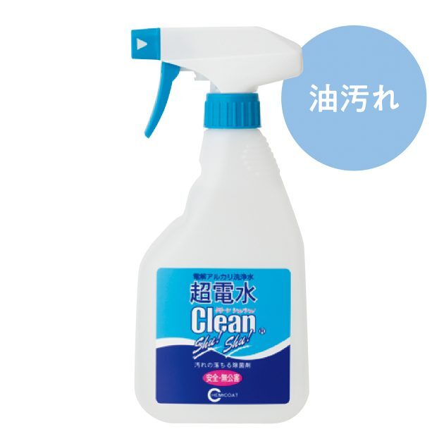 超電水クリーンシュ!シュ! Lボトル 500ml 1,078円（ケミコート https://www.denkai.com）