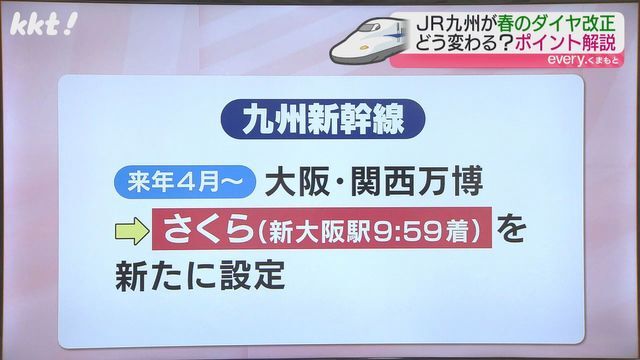 大阪・関西万博に合わせ新大阪駅に午前9時台に到着する「さくら」を設置