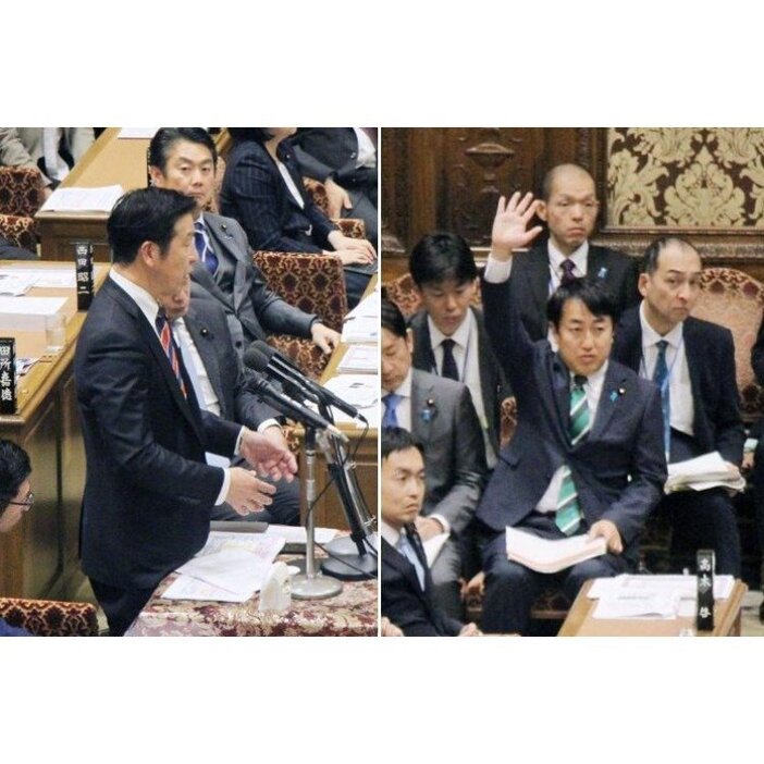 米山隆一氏（左）と斎藤洋明氏＝１２月１０日