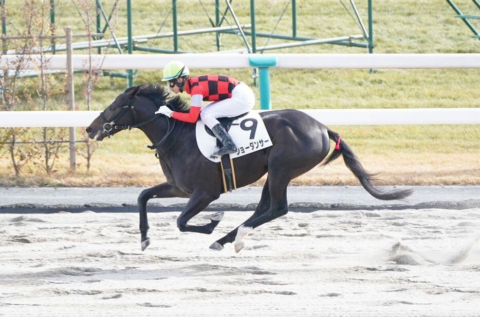 後方から豪快に突き抜けたショーダンサー