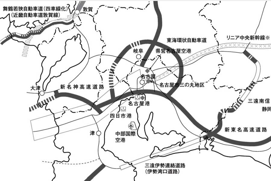 中部圏開発整備の最重点事業。2024年発表「2025年度 中部圏の開発整備について」より（画像：愛知県）