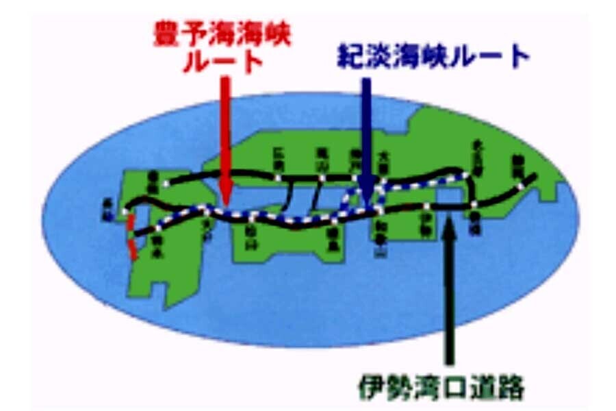 太平洋新国土軸を形成する海峡横断プロジェクト（画像：太平洋新国土軸構想推進協議会）