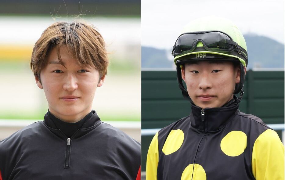 鮫島克駿騎手（左）と高杉吏麒騎手（右）