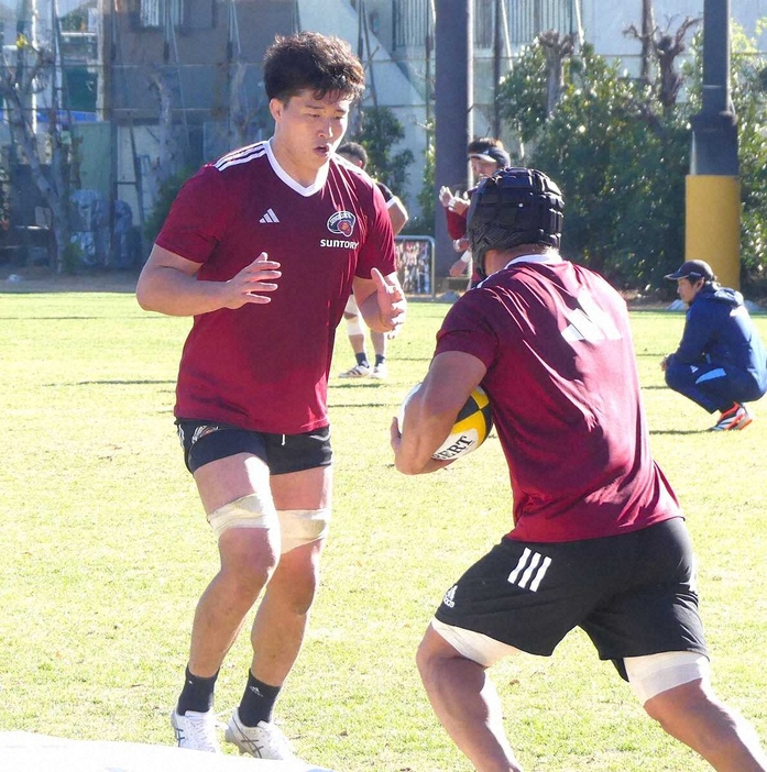 練習に参加した東京SGのフランカー下川甲嗣（撮影・前川　晋作）