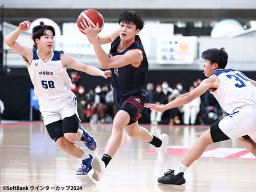 日本航空に快勝した福大大濠の湧川裕斗がメディア対応しました [写真]＝SoftBank ウインターカップ2024