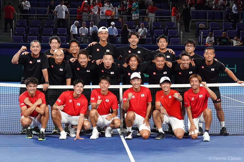 9月のワールドグループ1部でコロンビアに勝利した日本チーム（写真：Tennis Classic）