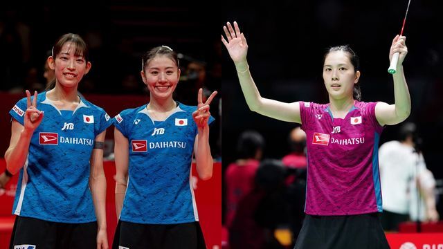 ベスト4へ勝ち上がったシダマツペアと大堀彩選手(写真：アフロ)