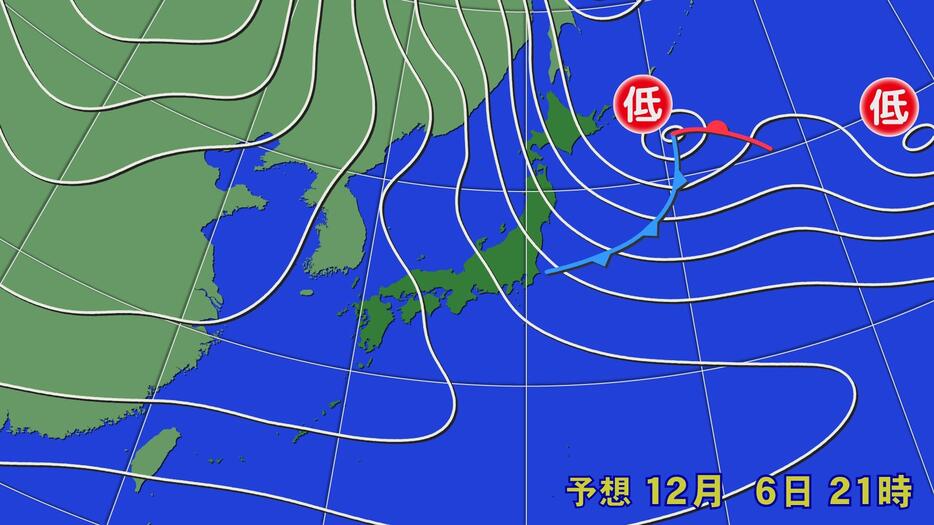 6日(金)午後9時の予想天気図