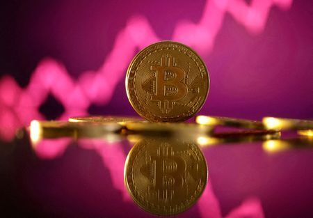 １２月１６日、 暗号資産（仮想通貨）ビットコインがアジア時間序盤で一時３％超高の１０万５０００ドル台を付け、過去最高値を更新した。写真はビットコインのイメージ。２０２３年１０月撮影（２０２４年　ロイター/Dado Ruvic）