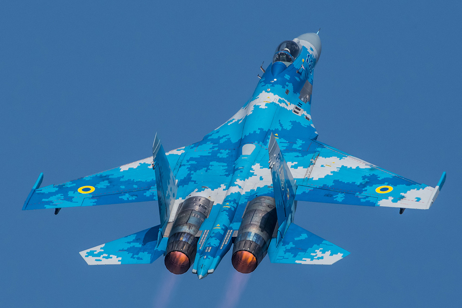 ウクライナ空軍のSu-27AB戦闘機。2017年8月、ポーランド・ラドム（Dawid Lech / Shutterstock.com）