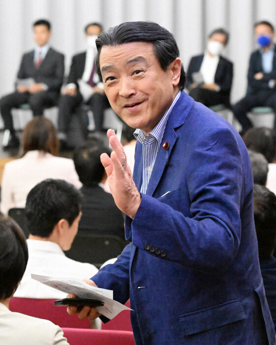 立憲民主党の両院議員総会に臨む江田憲司氏＝国会内で2024年8月7日午後3時2分、平田明浩撮影