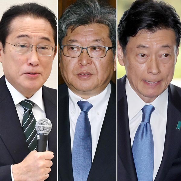 それぞれの思惑が…（左から岸田前首相、萩生田元経産相、西村元経産相）（Ｃ）日刊ゲンダイ