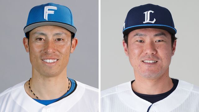 元日本ハムの江越大賀さん(左)と元西武の陽川尚将さん(右)