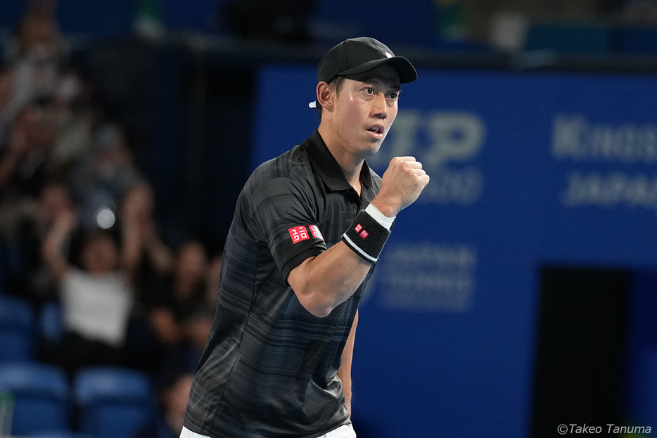 2025シーズンを「香港テニスオープン」でスタートさせる錦織圭（写真：田沼武男 Photo by Takeo Tanuma）