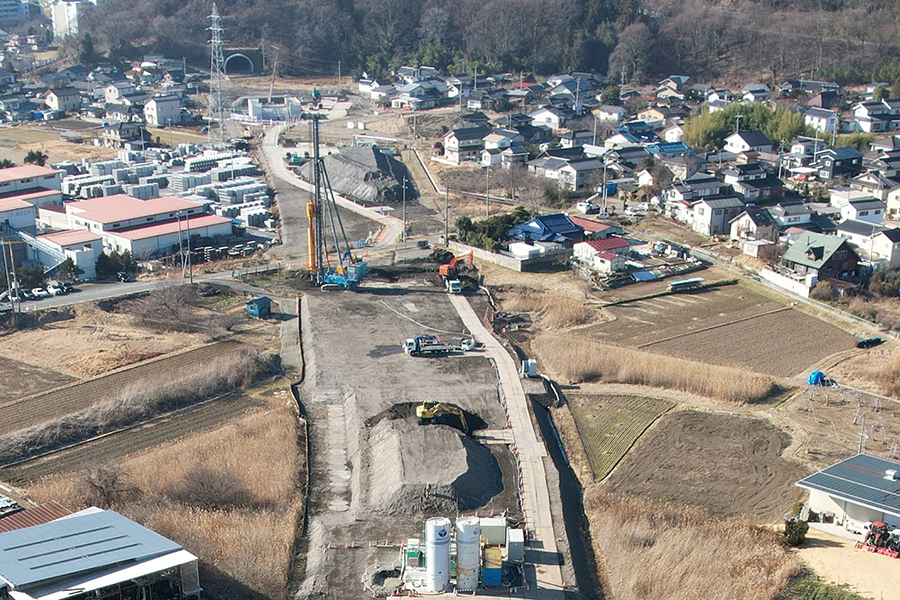 坂城更埴バイパス、千曲市内の延伸部。2023年（画像：長野国道事務所）。