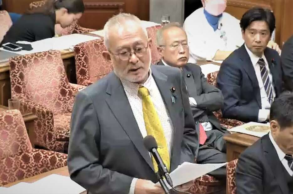 衆院法務委員会で質問する日本保守党の島田洋一氏＝18日午後（「衆院インターネット審議中継」から）