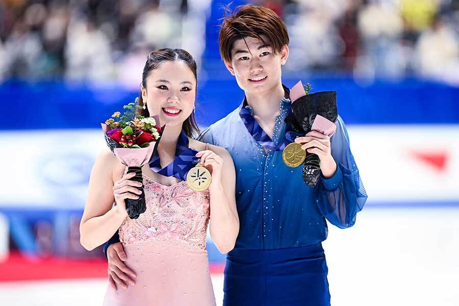 全日本選手権で初優勝した吉田唄菜、森田真沙也組【写真：中戸川知世】