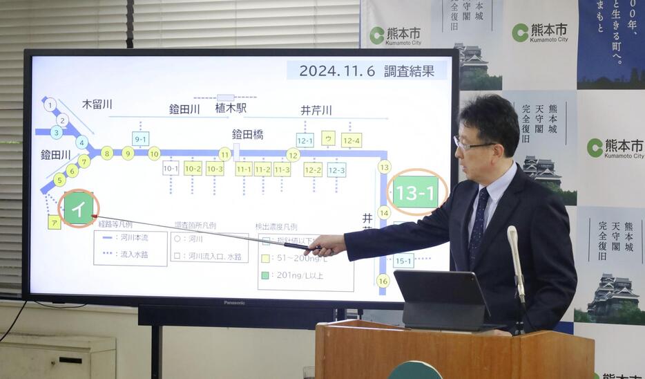 記者会見する熊本市の大西一史市長＝6日午後、熊本市役所