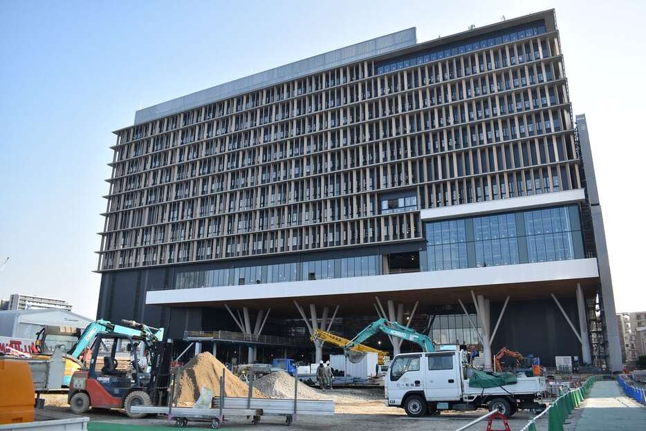 建設が進む大阪公立大の森之宮キャンパス＝大阪市城東区