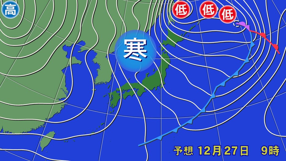 12月27日（金）午前9時の予想天気図