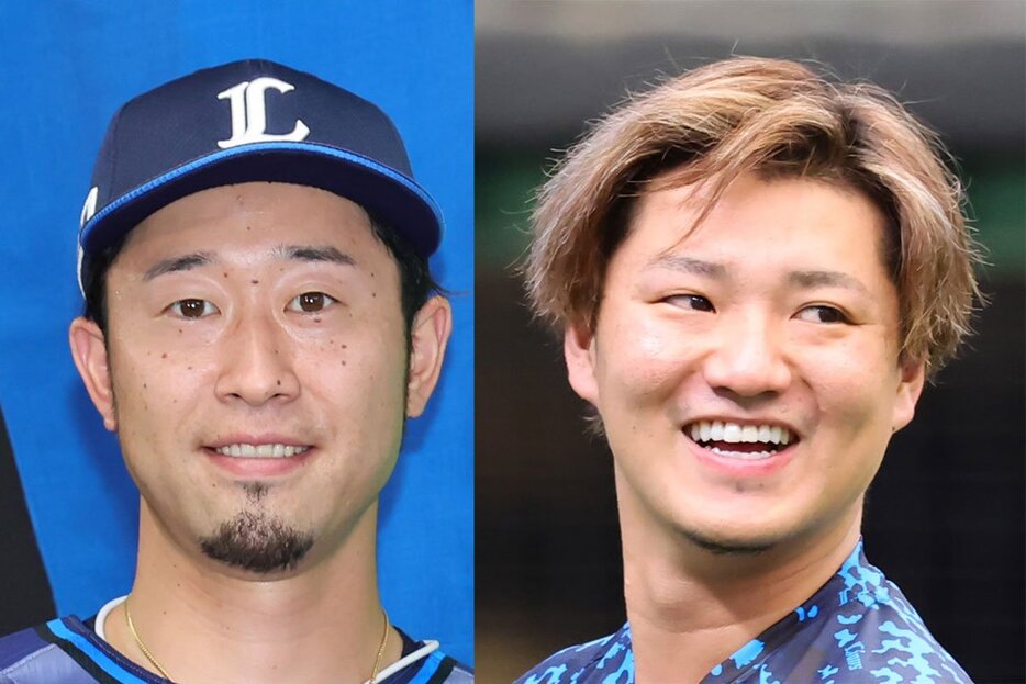 外崎修汰（左）と佐藤龍世