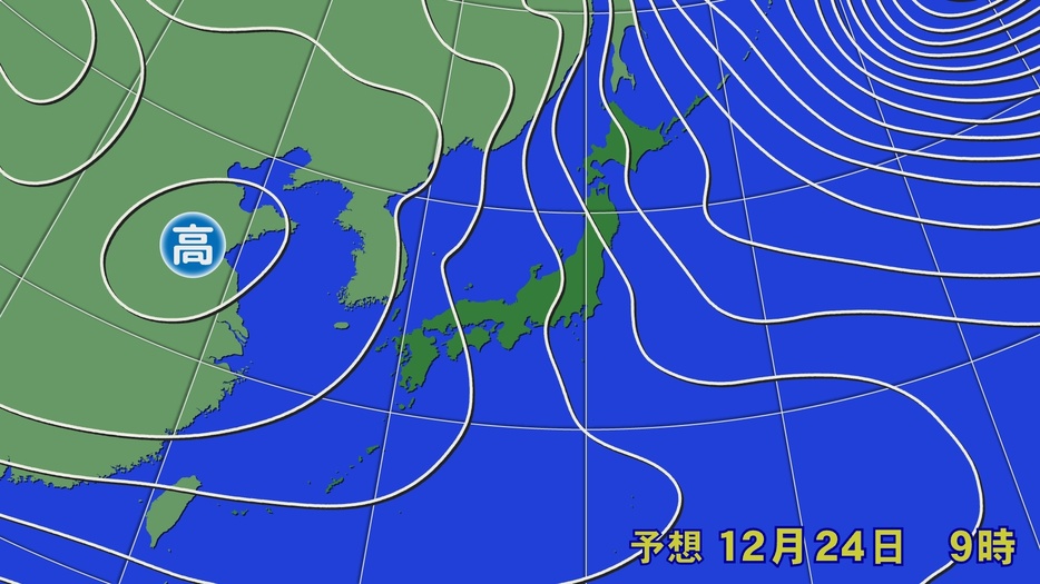 24日(火)朝の予想天気図