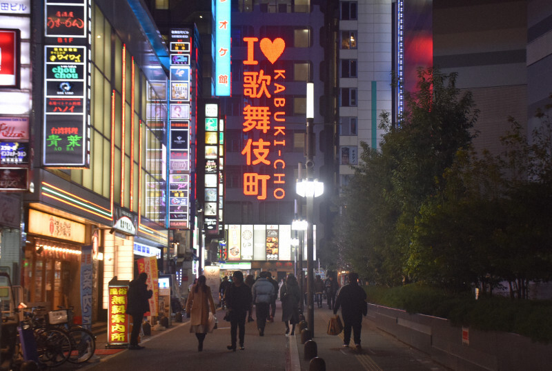 東京・歌舞伎町では、ホストクラブの客引きや性風俗店のスカウトとみられる男性らが、行き交う女性に声を掛けていた＝東京都新宿区で2024年12月17日午後8時1分、加藤昌平撮影