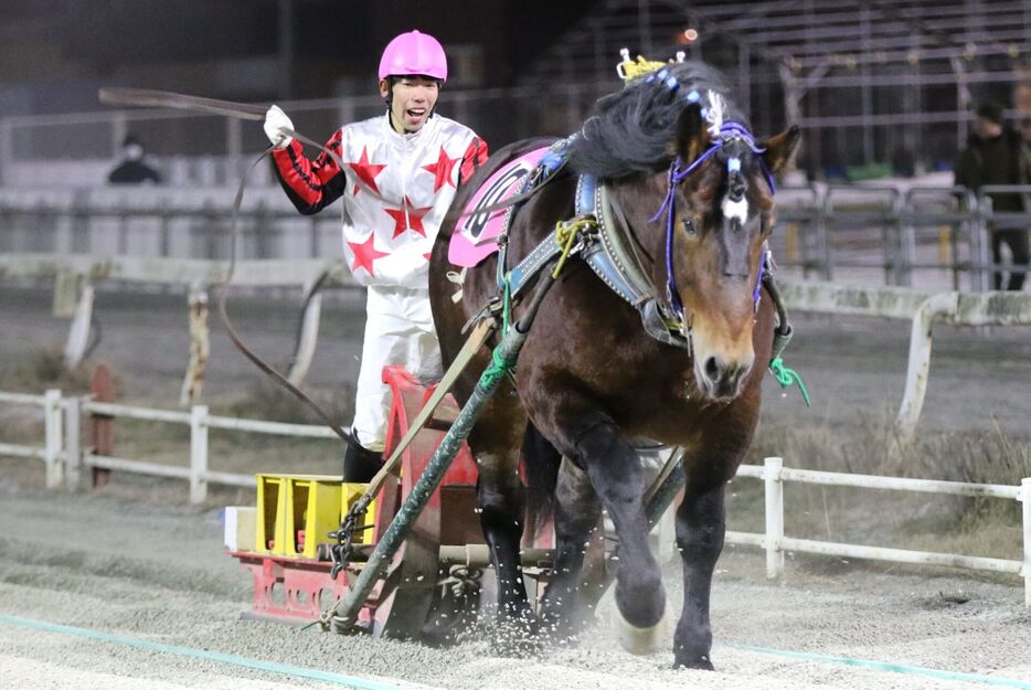 菅原響希騎手とサクラダイヤモンド (C)ばんえい十勝