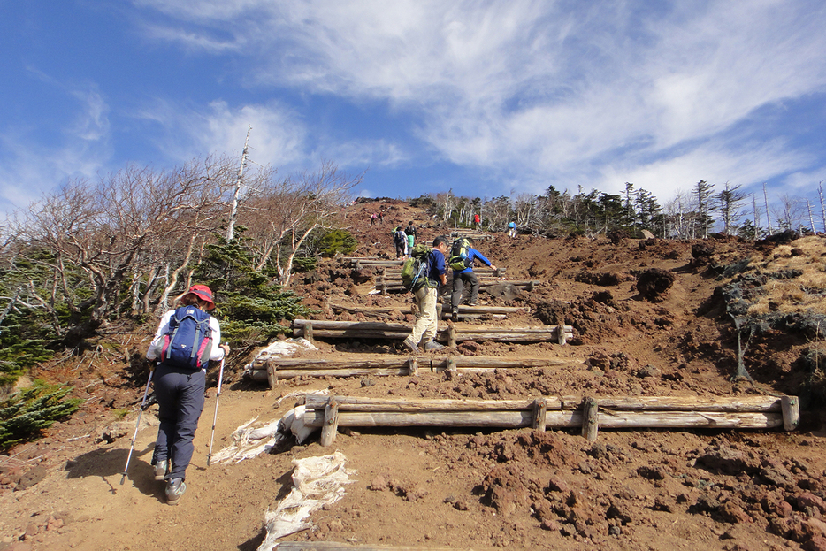 登山を楽しむハイカー