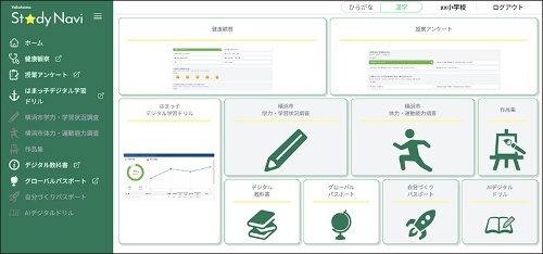 横浜スタディナビの児童生徒用ダッシュボードの画面 出所：内田洋行