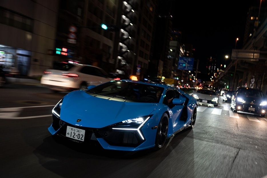 テメラリオ発表会と同日に開催された、毎年恒例のオーナー向けイベント「Lamborghini Day Japan 2024」の様子。都内を新旧ランボルギーニがパレードした。