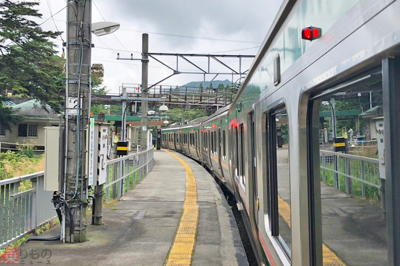 JR仙山線の面白山高原駅（乗りものニュース編集部撮影）。