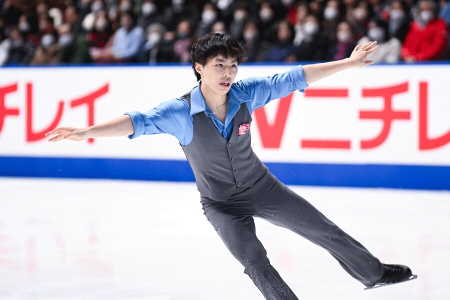 全日本フィギュア男子フリーで演技する三浦佳生【写真：中戸川知世】