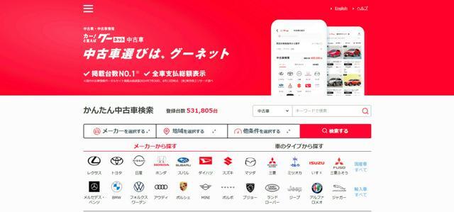 中古車情報サイト「グーネット」=ウェブサイトから