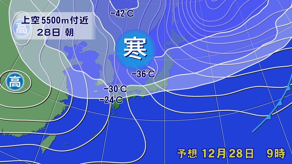 12月28日（土）午前9時の予想天気図