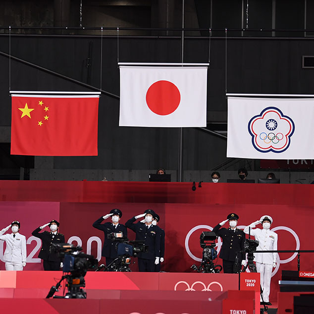 東京五輪でセンターに掲揚される日の丸