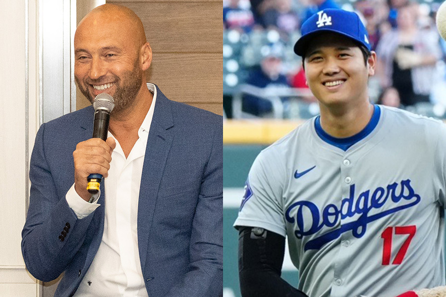 デレク・ジーター氏（左）とドジャースの大谷翔平【写真：Getty Images、荒川祐史】