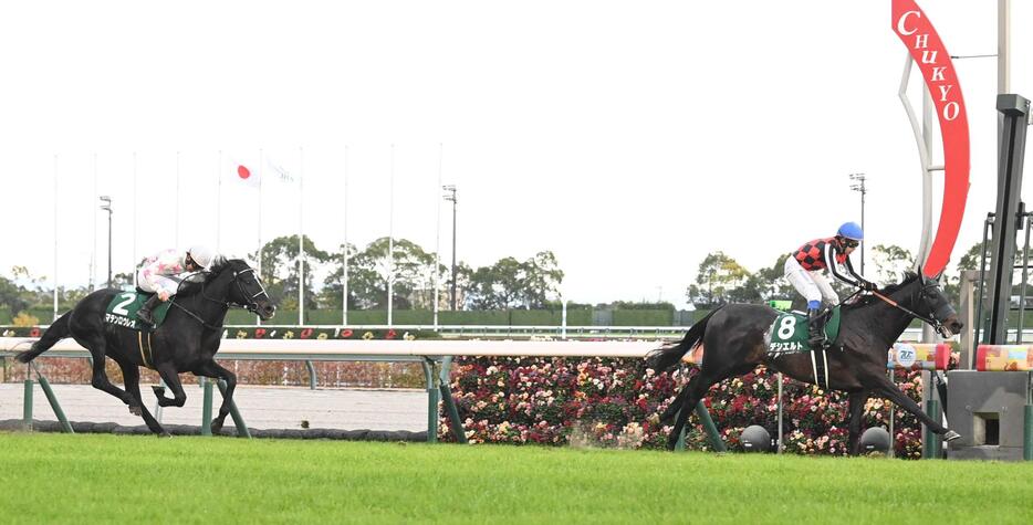 　逃げ切って快勝したデシエルト（右）。左は３着のマテンロウレオ